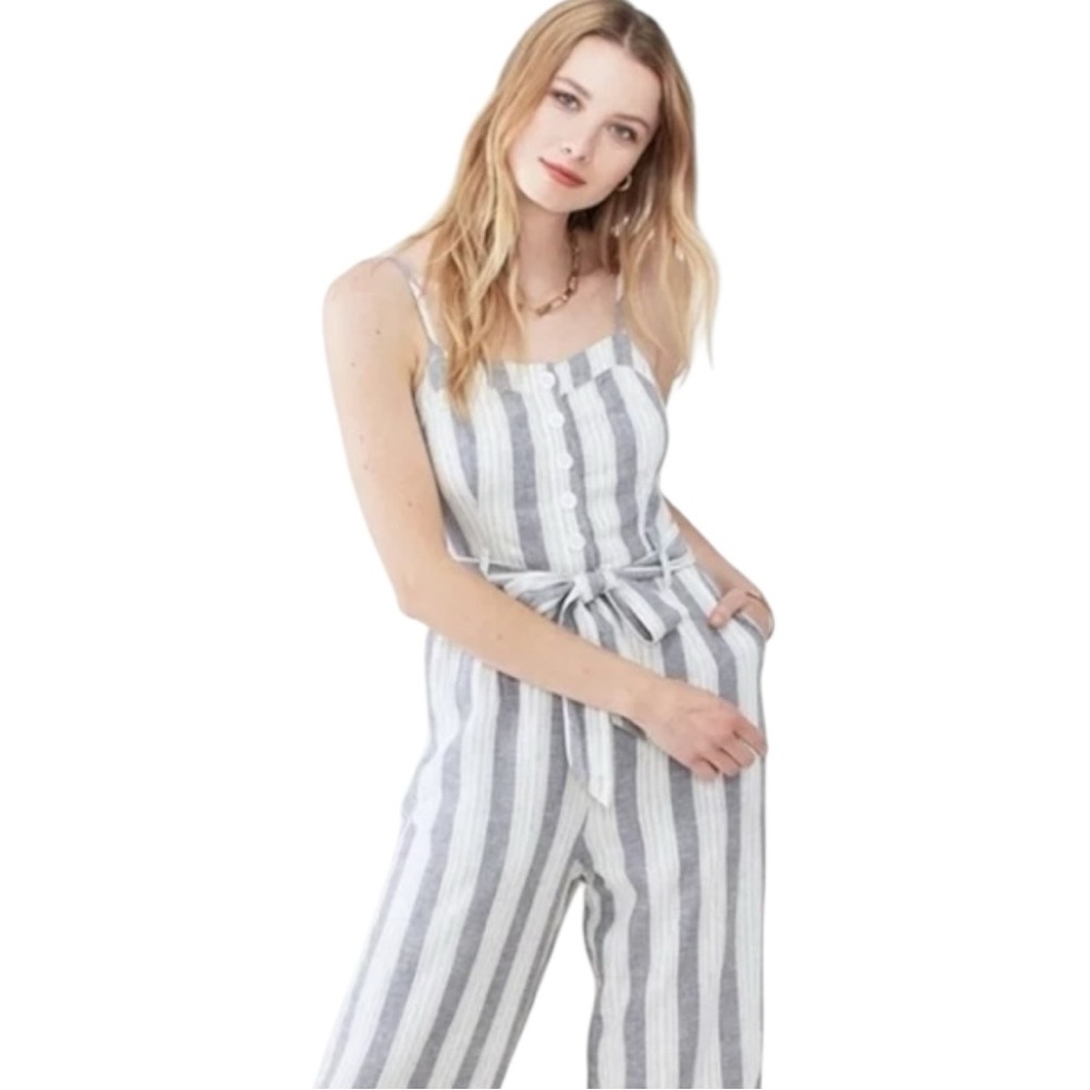 Rails Striped Gray and White Jumpsuit - Picture 2 of 9